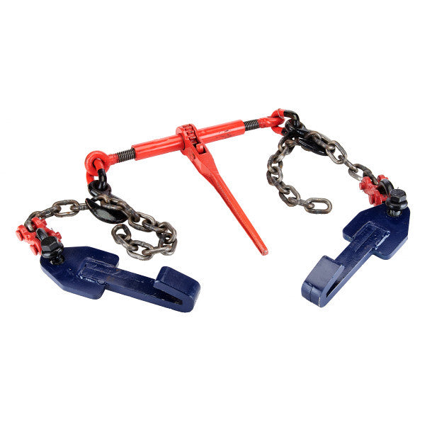 Come-along style rail alignment tool with base mounts for aligning flat bottom railway rail during track installation