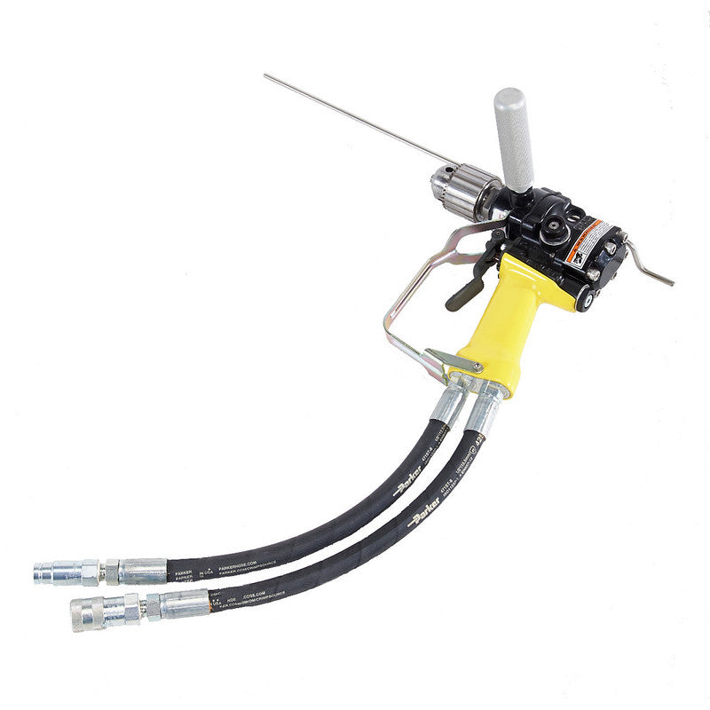 Stanley DL07 hydraulic drill with half-inch capacity and Hyrevz gear motor for railway MOW maintenance applications