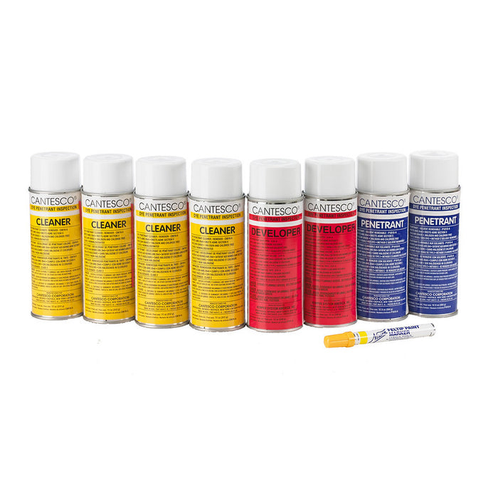 Kit de inspección por penetración de tinte para ensayos no destructivos de soldaduras y uniones ferroviarias