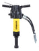 Perfil lateral del martillo hidráulico Stanley SD67, en el que se aprecian el cabezal y el mango; modelo de longitud estándar. 