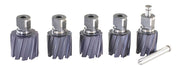 Trak-Star black twister bits in 3/4-inch through 1-11/16-inch diameters for rail drilling machines.