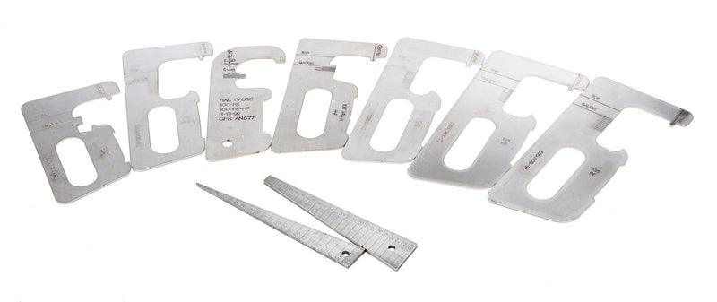 Complete laser cut headloss and taper gauge set for railway track maintenance crews