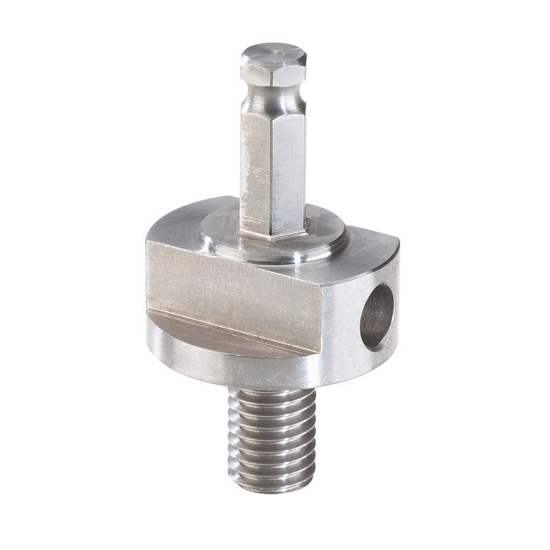 Bull nose adaptor converting a drill into a bull nose grinder with 7/16-inch quick lock end