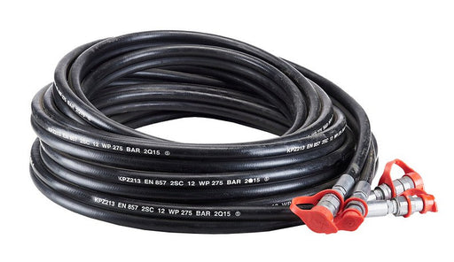 Backtrack 50-foot hydraulic hose set meeting EN 857 2SC standard for medium pressure railway tool circuits
