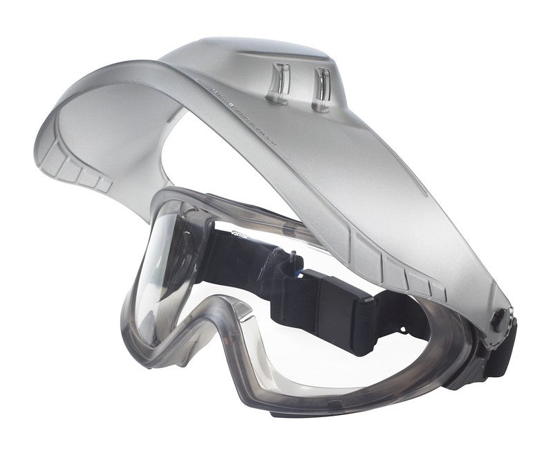 Conjunto de gafas y pantalla facial para la protección de los ojos y el rostro durante el mantenimiento ferroviario.