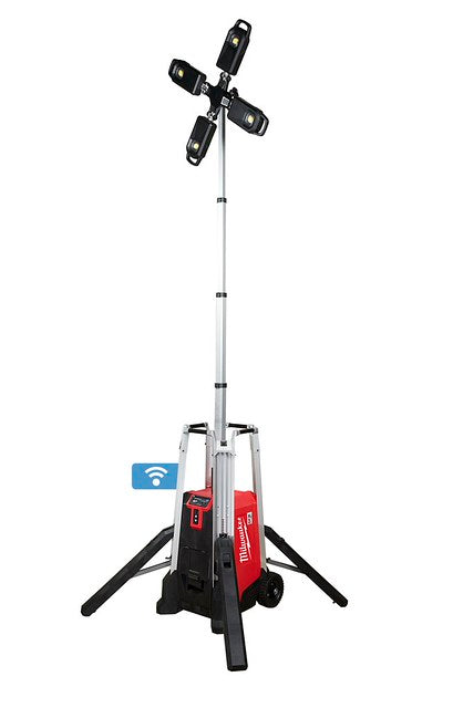 Milwaukee MX FUEL ROCKET tower light charger delivering 27000 lumens for railway and construction jobsites
