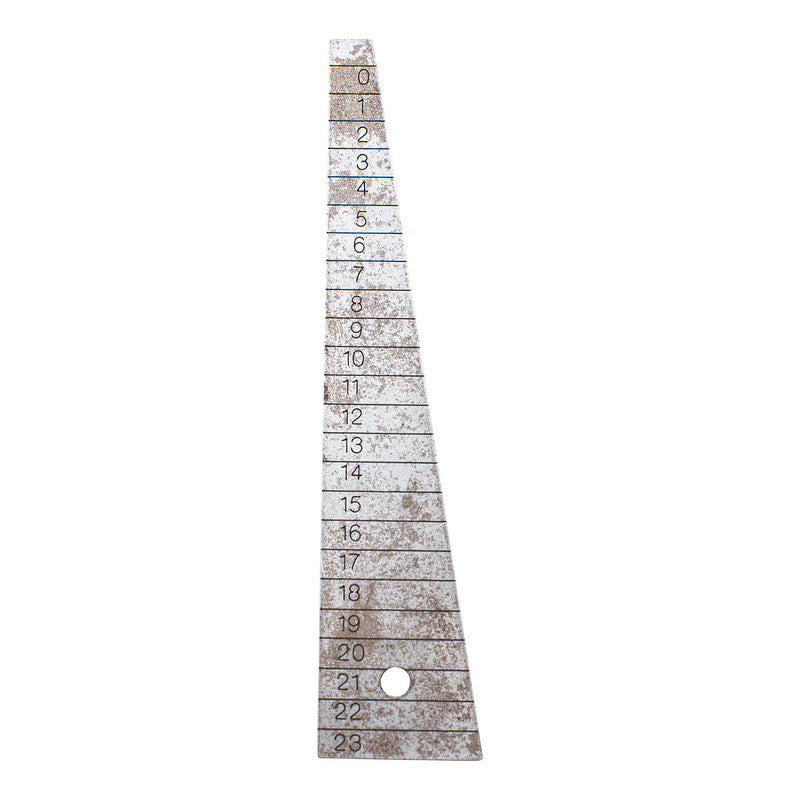 Laser cut stainless steel taper gauge with etched graduations for railway headloss measuring
