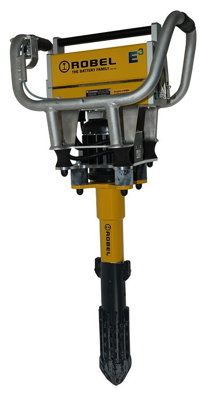 ROBEL ROTAMP 62.20L battery-powered vertical tamper for compacting ballast and correcting track level on railway maintenance.