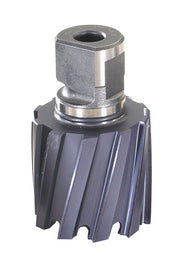 Trak-Star black twister bits in 3/4-inch through 1-11/16-inch diameters for rail drilling machines.