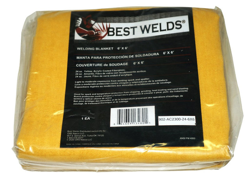 6' x 6' yellow fiberglass welding blanket for thermite welding spark and heat protection