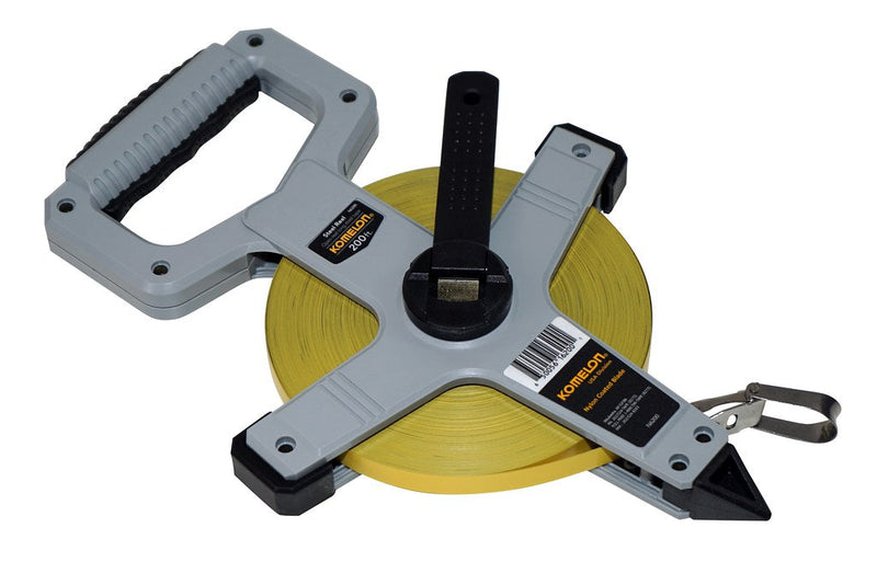 200-foot steel measuring tape with nylon-coated blade for railway track measurement and surveying