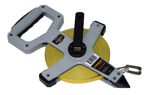 200-foot steel measuring tape with nylon-coated blade for railway track measurement and surveying