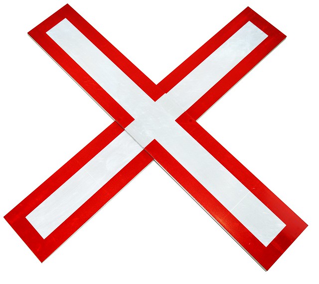 Cross buck reflective railway crossing sign 8 x 48 inches with reflective back