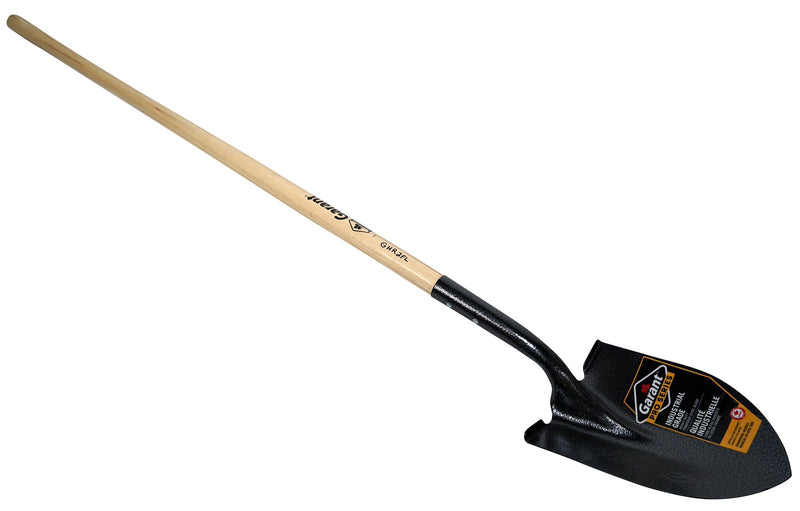 Round point long-handle railway shovel with 48-inch handle and 11.5-inch blade for track maintenance