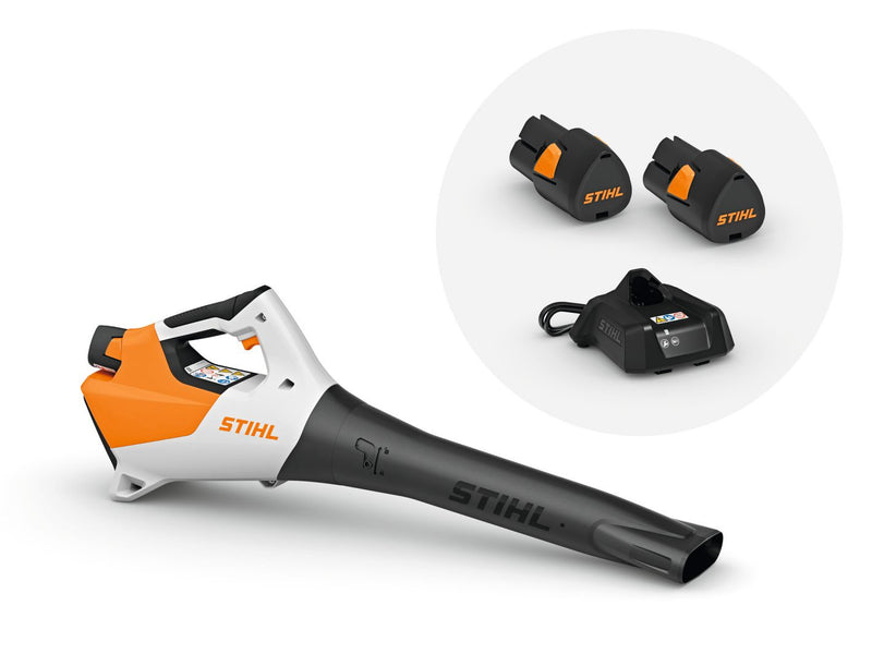 STIHL BGA 30 handheld battery blower set for clearing leaves and debris