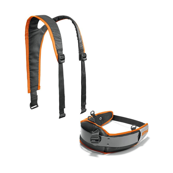 Cinturón para baterías STIHL con arnés para transportar baterías de la serie AP durante los trabajos al aire libre